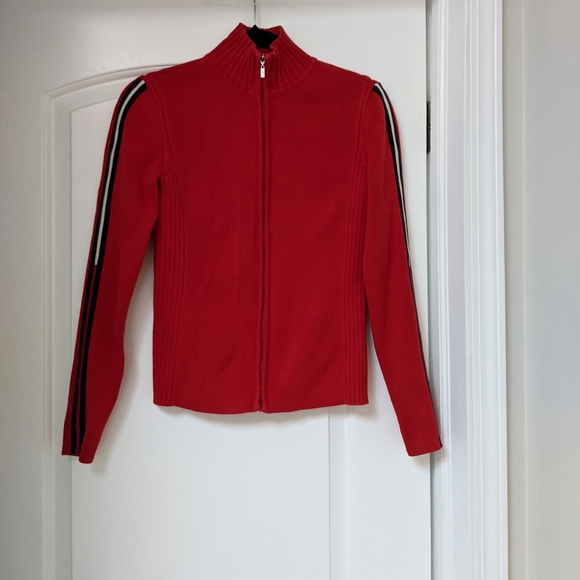 TOMMY HILFIGER Red Sweater Track Jacket - Picture 2 of 15